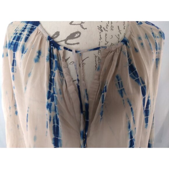 Vici Women's Tie Dye Blouse Low Keyhole Long Sleeve Fringed Boho size Medium - Picture 14 of 14